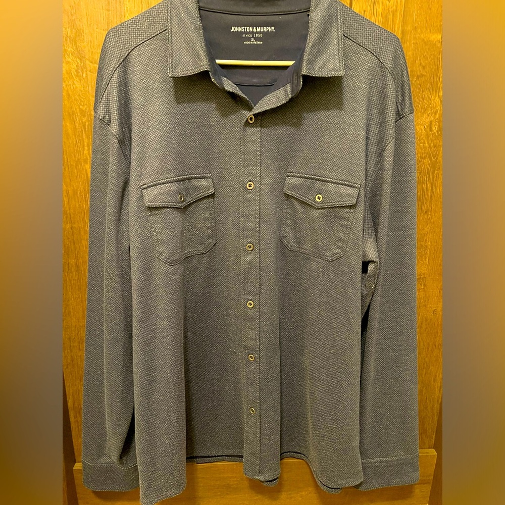 Johnston & Murphy Double Layer Button-Front Knit - Herringbone Pattern - XL
